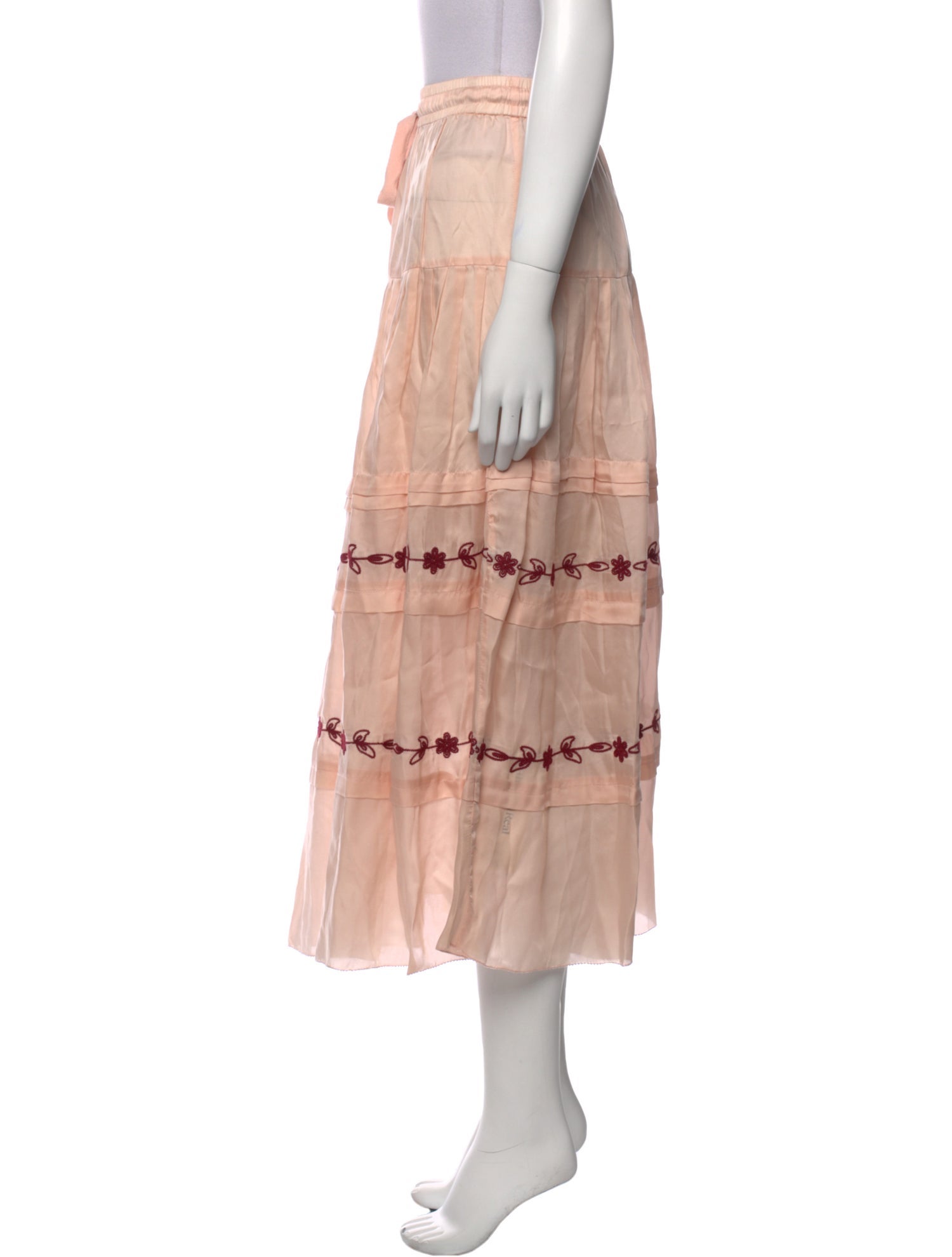 The Great Embroidered Accent Midi Length Skirt w/ Tags