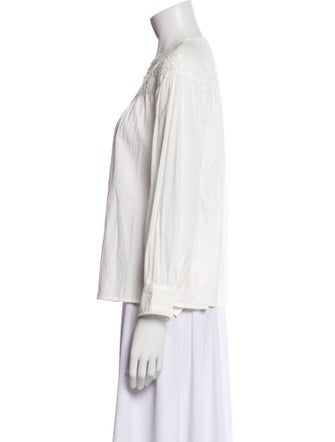 The Great Crew Neck Long Sleeve Button-Up Top