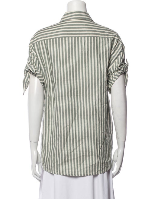 The Great Striped Short Sleeve Button-Up Top