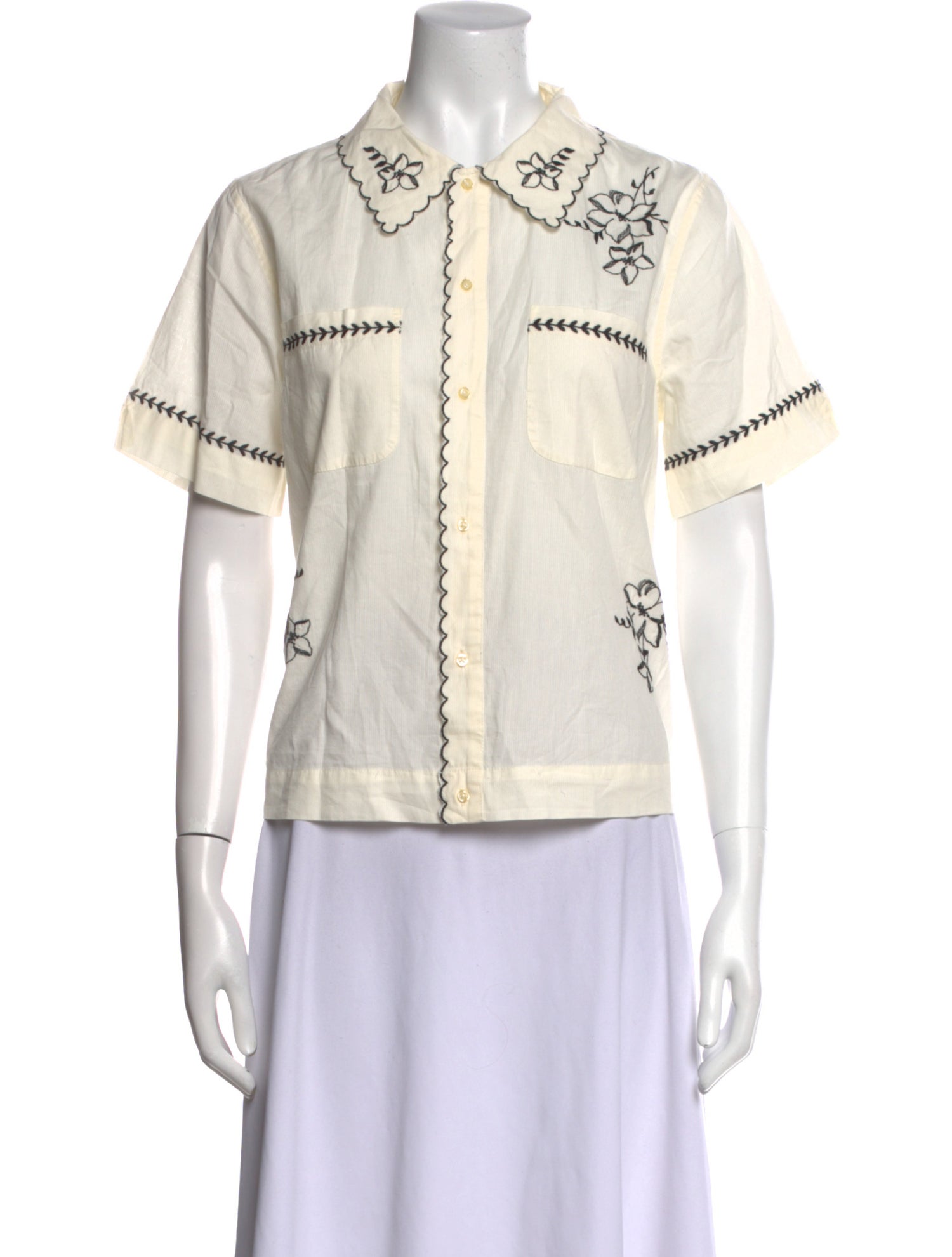 The Great Short Sleeve Button-Up Top