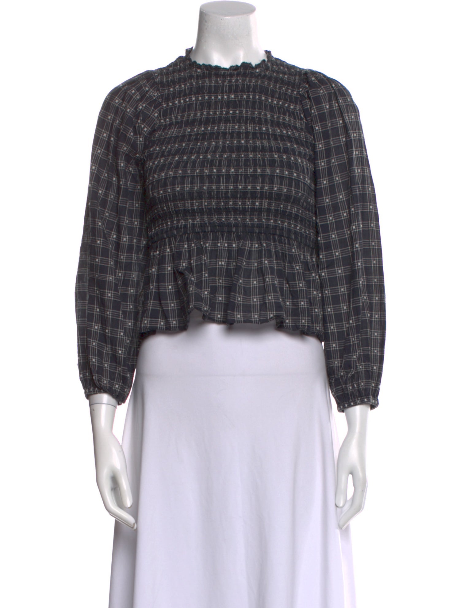 The Great Plaid Print Mock Neck Crop Top