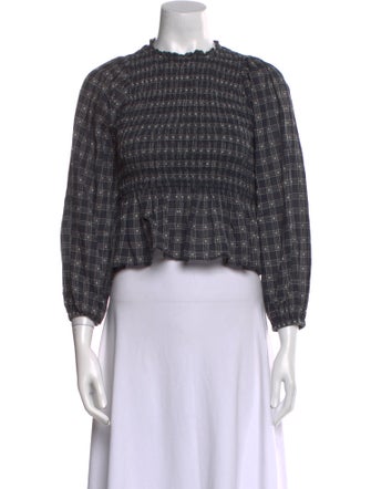 The Great Plaid Print Mock Neck Crop Top