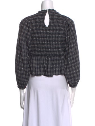 The Great Plaid Print Mock Neck Crop Top