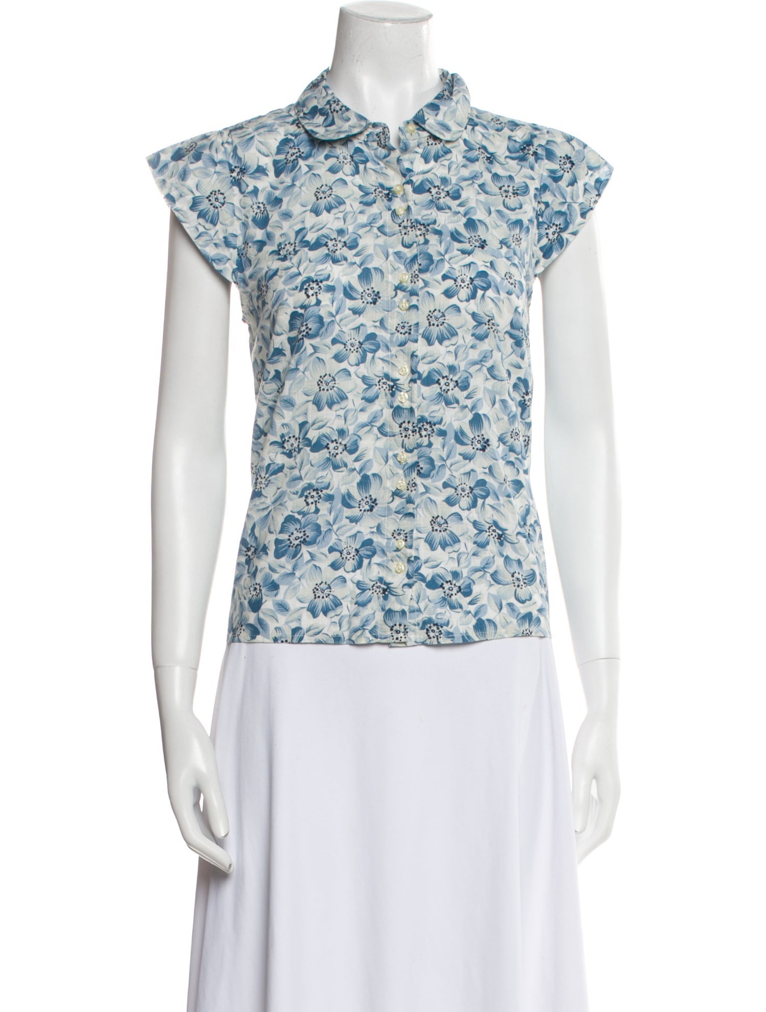 The Great Floral Print Short Sleeve Button-Up Top