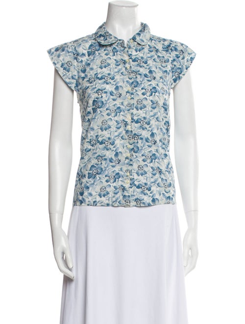 The Great Floral Print Short Sleeve Button-Up Top