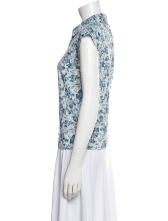 The Great Floral Print Short Sleeve Button-Up Top