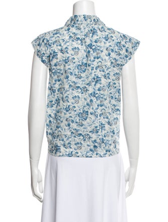 The Great Floral Print Short Sleeve Button-Up Top