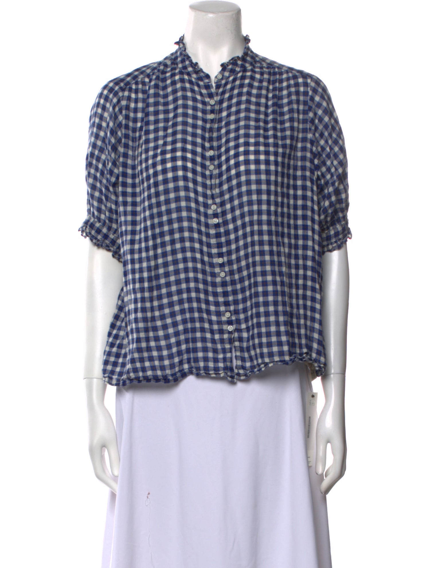 The Great Plaid Print Short Sleeve Button-Up Top