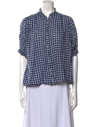 The Great Plaid Print Short Sleeve Button-Up Top