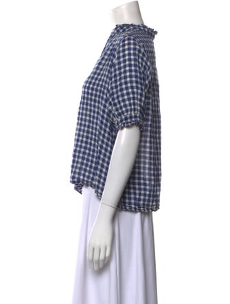 The Great Plaid Print Short Sleeve Button-Up Top