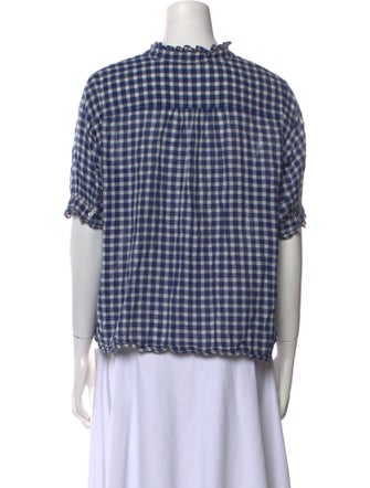 The Great Plaid Print Short Sleeve Button-Up Top