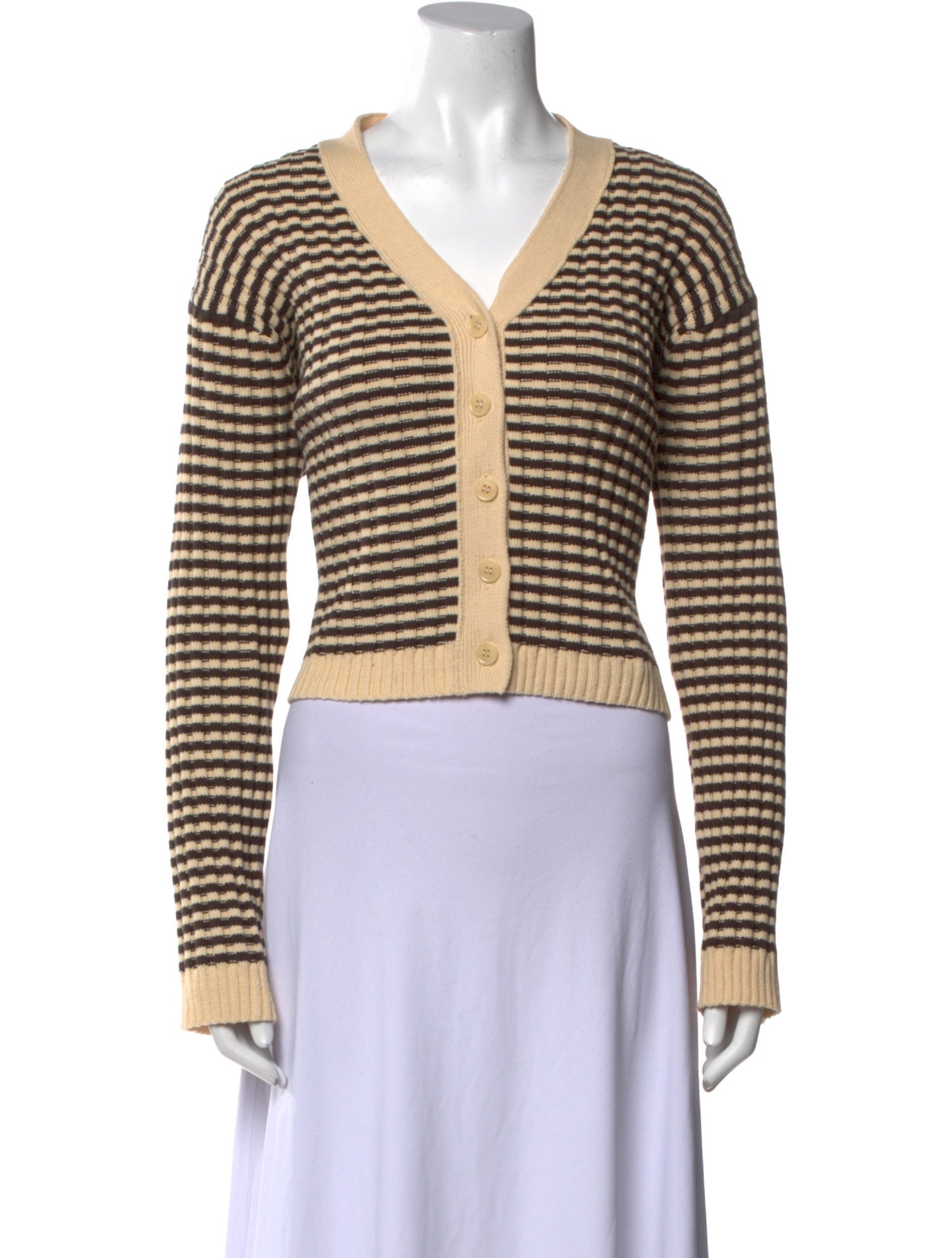 The Great Striped V-Neck Sweater