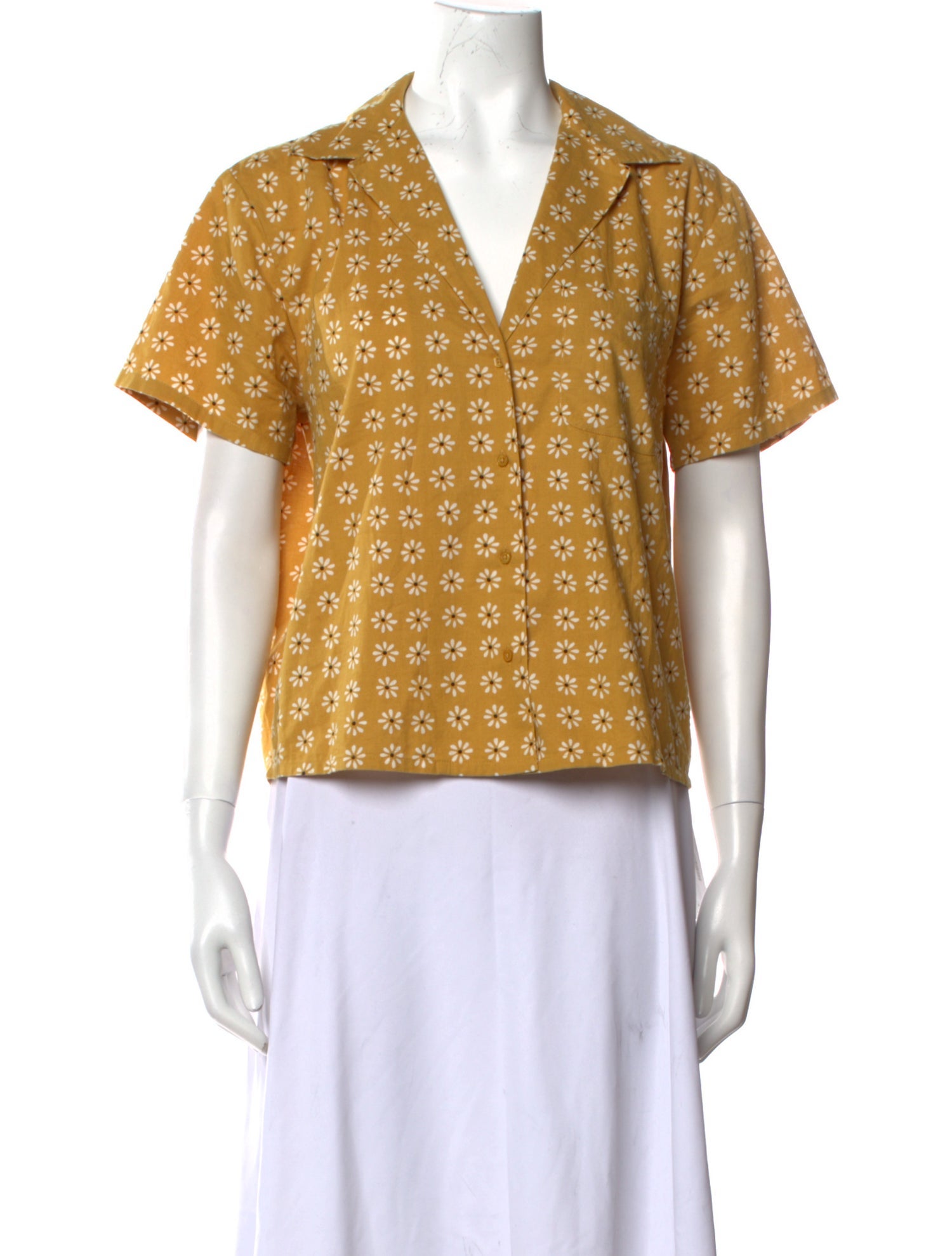 The Great Printed Short Sleeve Button-Up Top w/ Tags