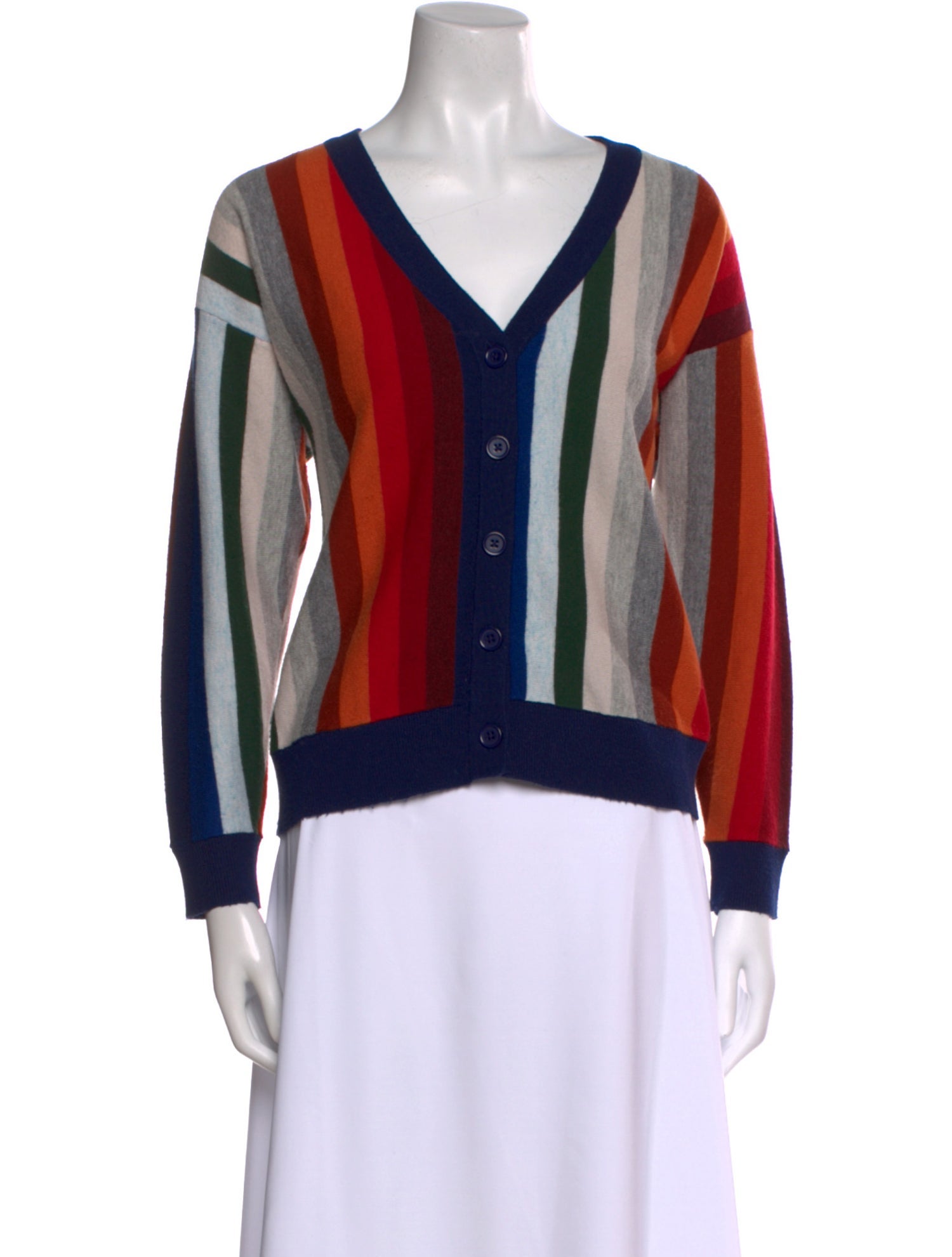 The Great Striped V-Neck Sweater