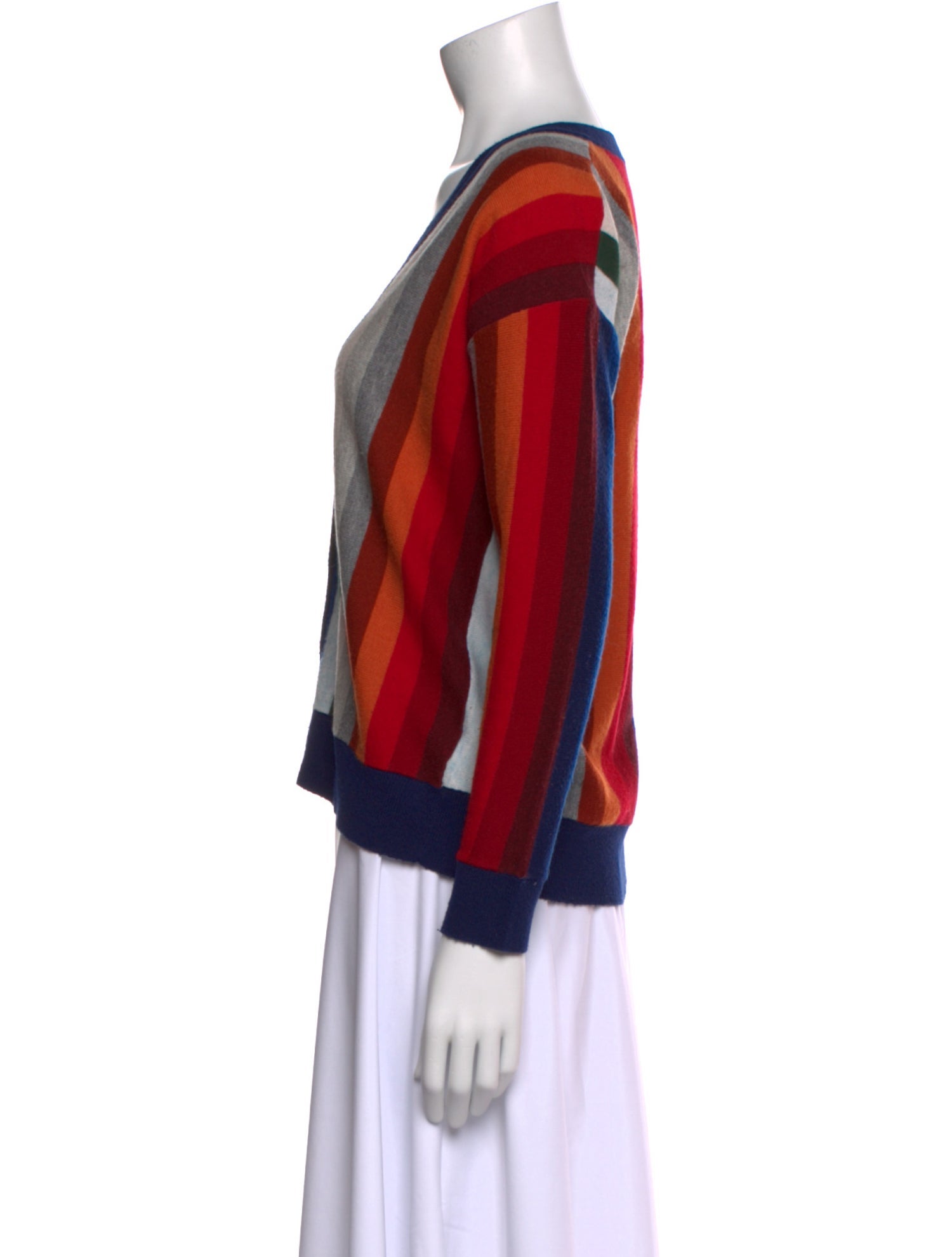 The Great Striped V-Neck Sweater