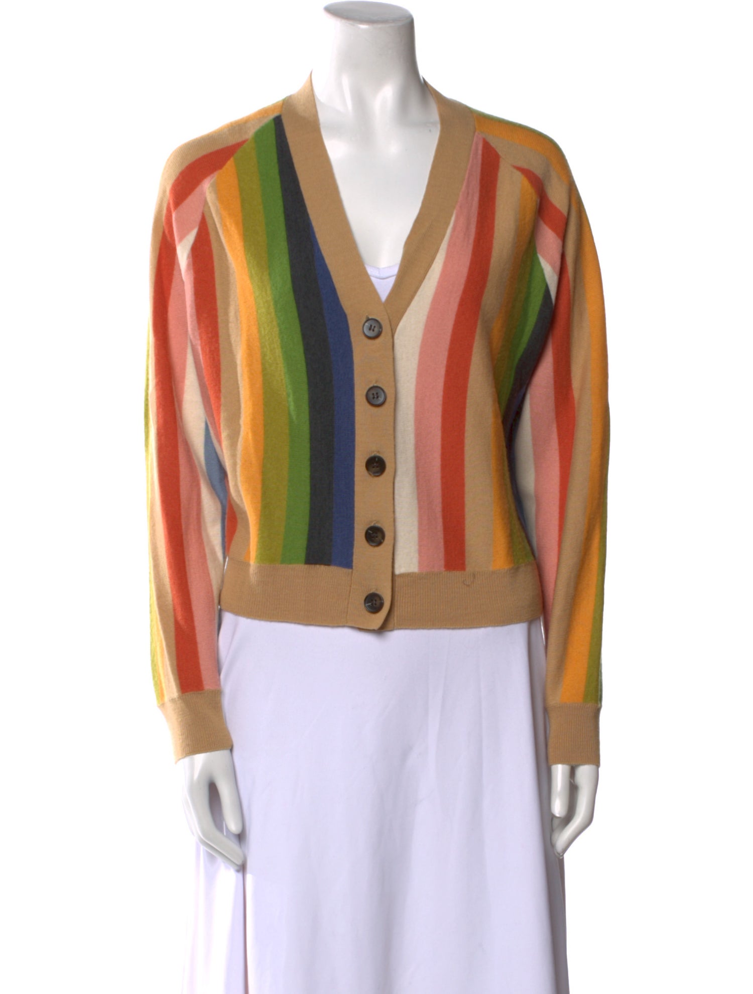 The Great Striped V-Neck Sweater