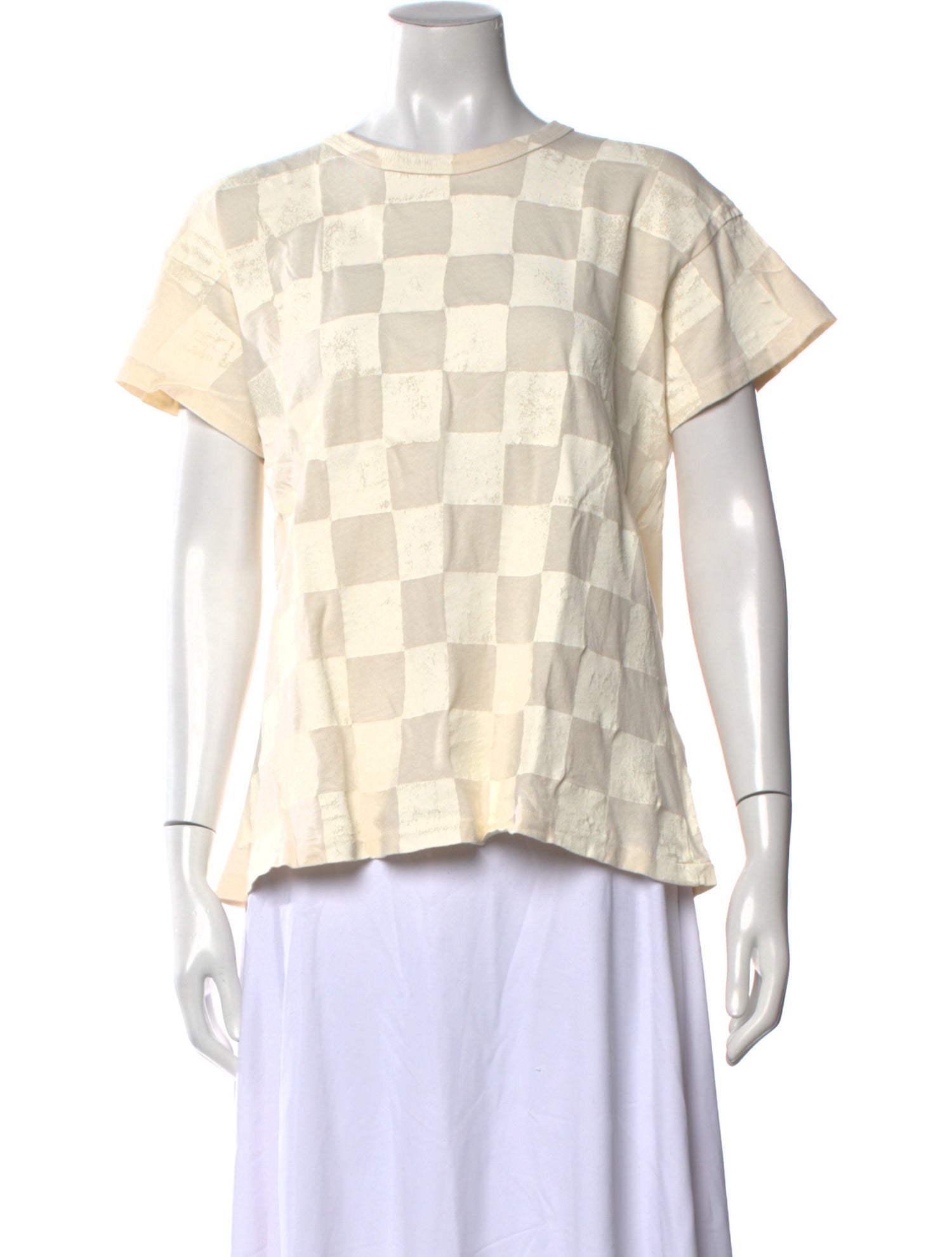 The Great Plaid Print Bateau Neckline T-Shirt