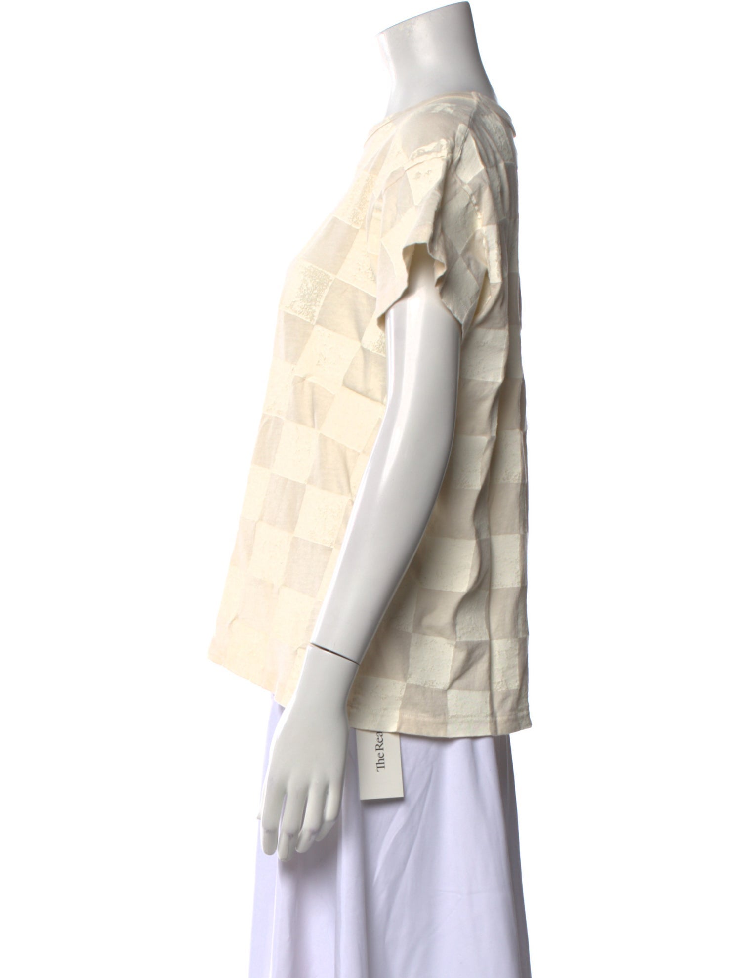 The Great Plaid Print Bateau Neckline T-Shirt