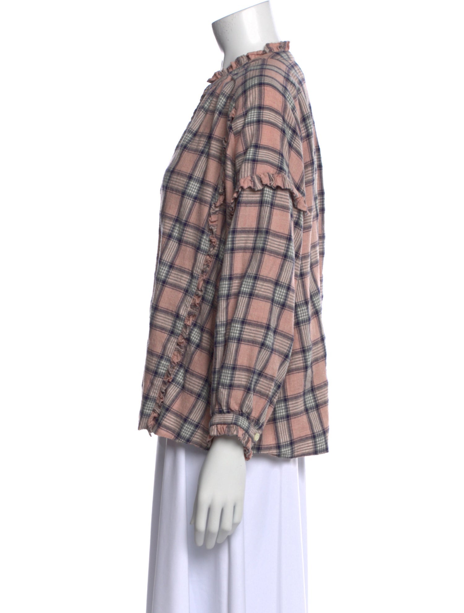 The Great Plaid Print Mock Neck Blouse