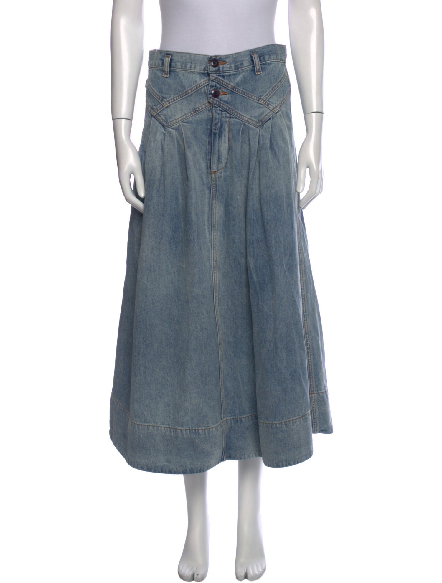 The Great Pleated Accents Midi Length Skirt