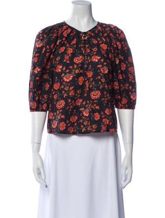 The Great Floral Print Crew Neck Crop Top