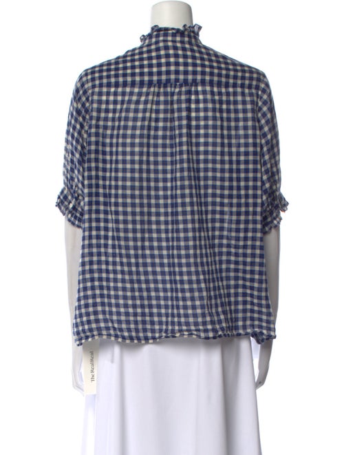 The Great Plaid Print Mock Neck Button-Up Top