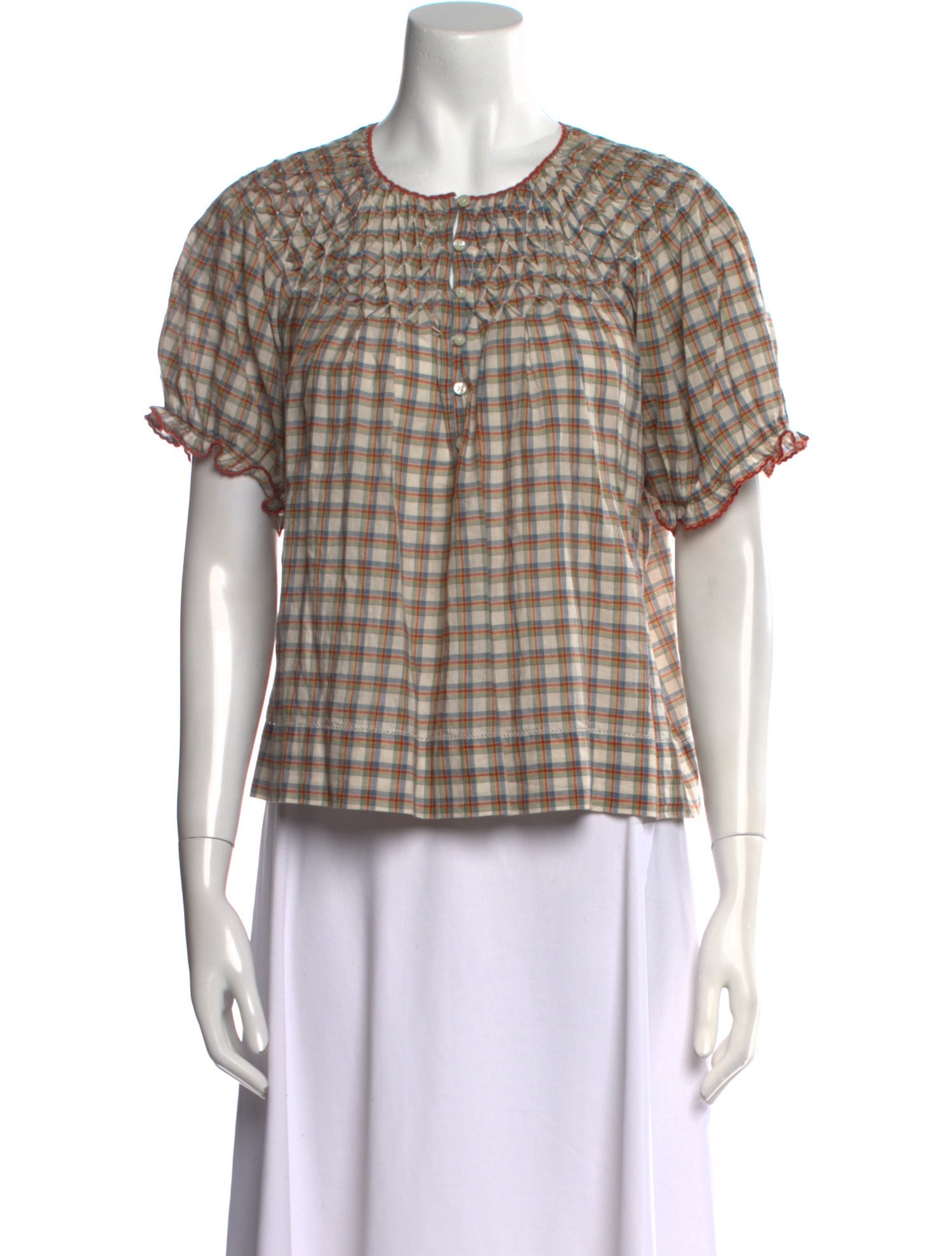 The Great Plaid Print Crew Neck Top