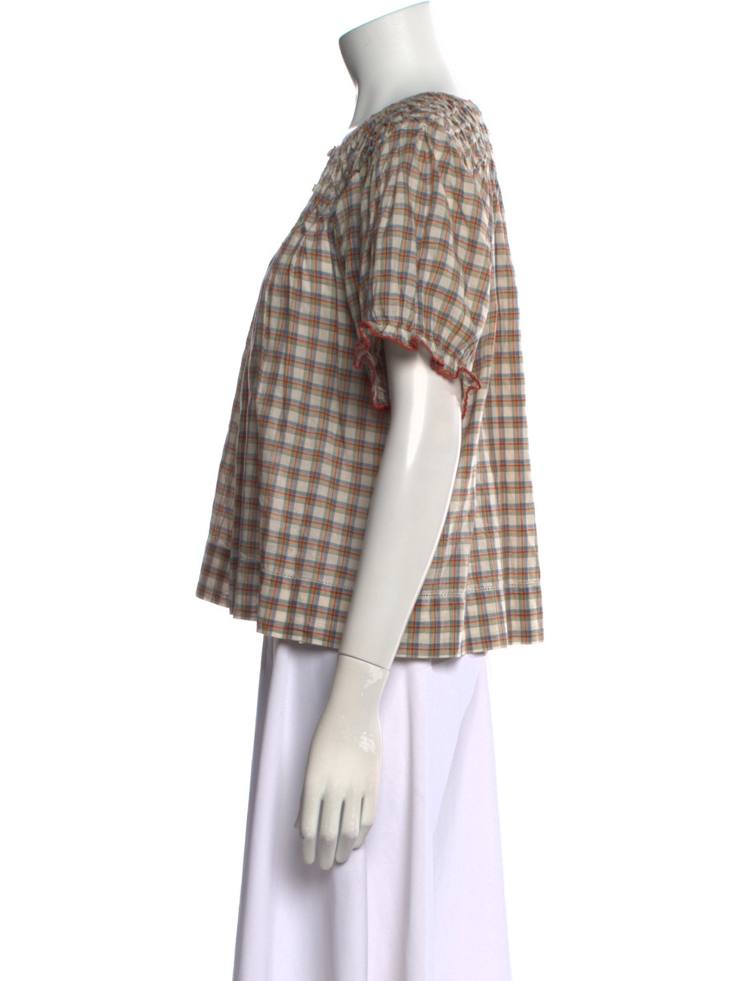 The Great Plaid Print Crew Neck Top