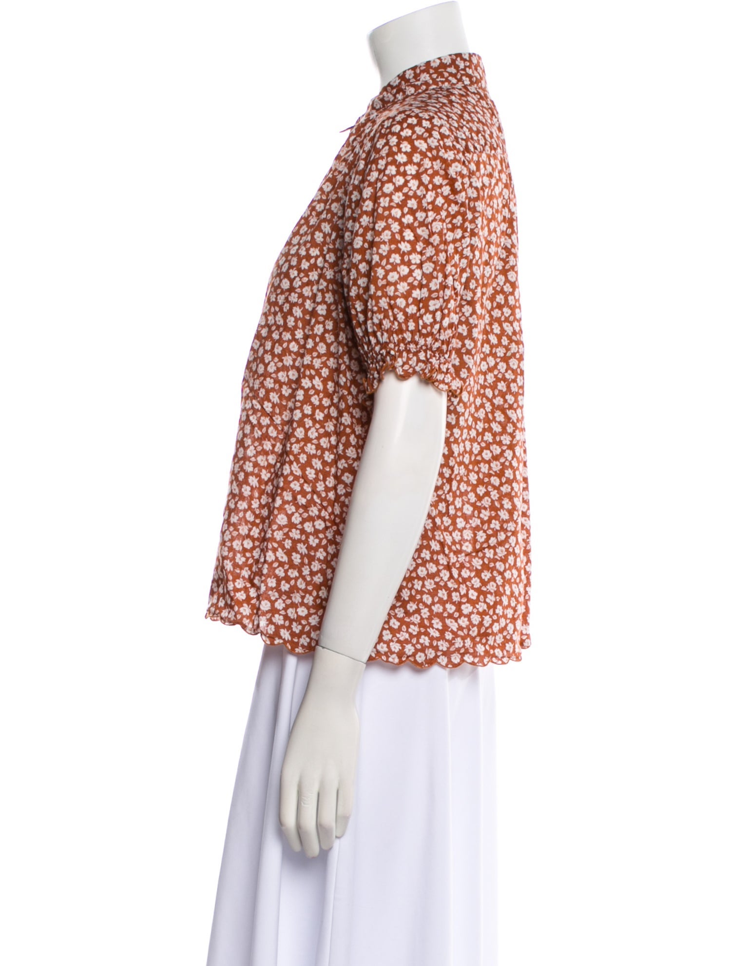 The Great Floral Print Mock Neck Blouse