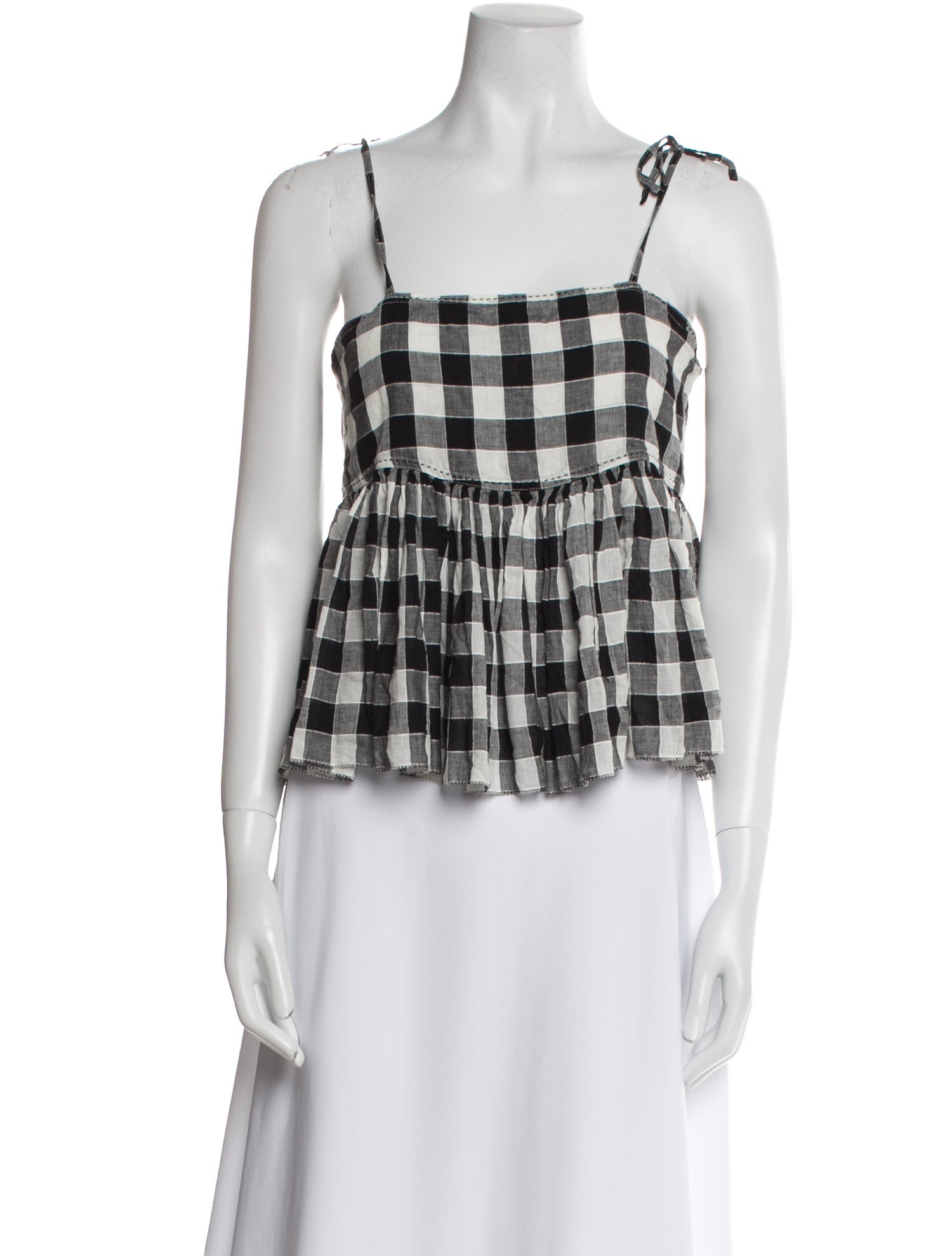 The Great Plaid Print Square Neckline Crop Top