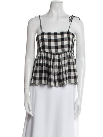 The Great Plaid Print Square Neckline Crop Top