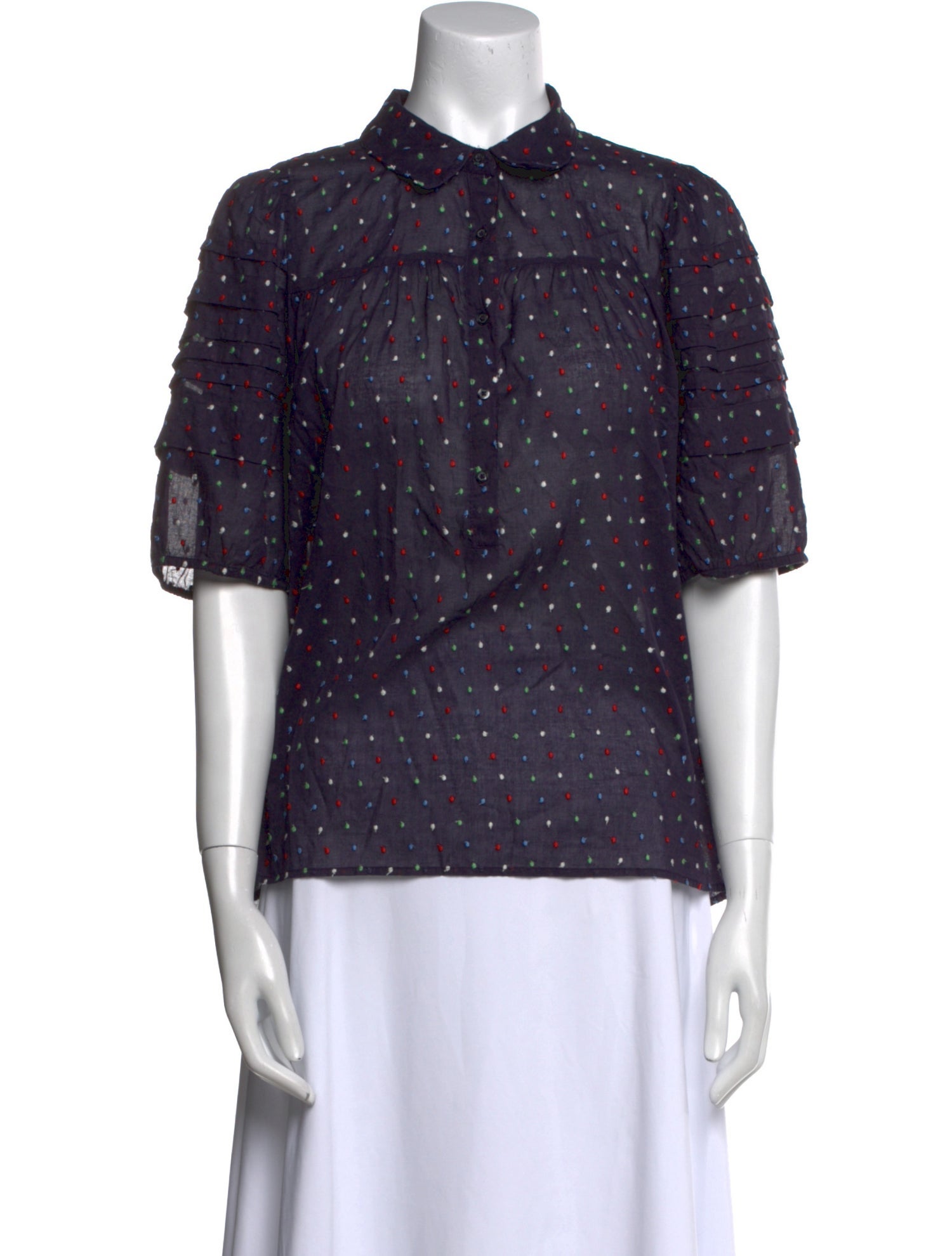 The Great Polka Dot Print Short Sleeve Button-Up Top