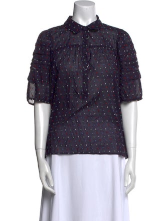 The Great Polka Dot Print Short Sleeve Button-Up Top