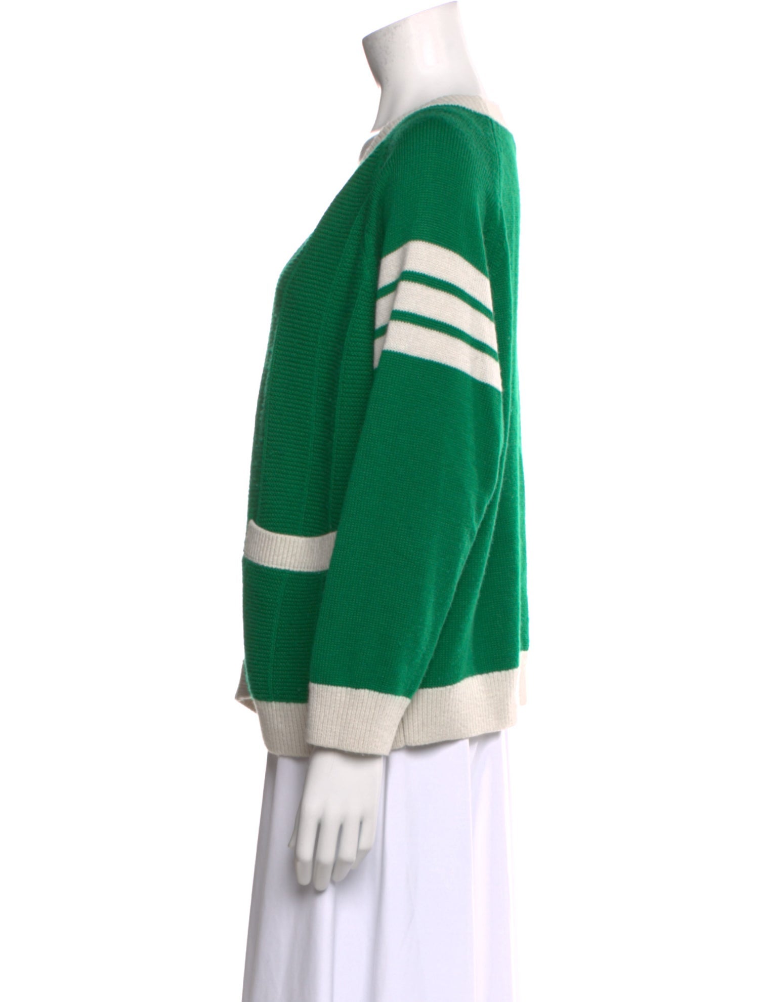 The Great Striped V-Neck Sweater