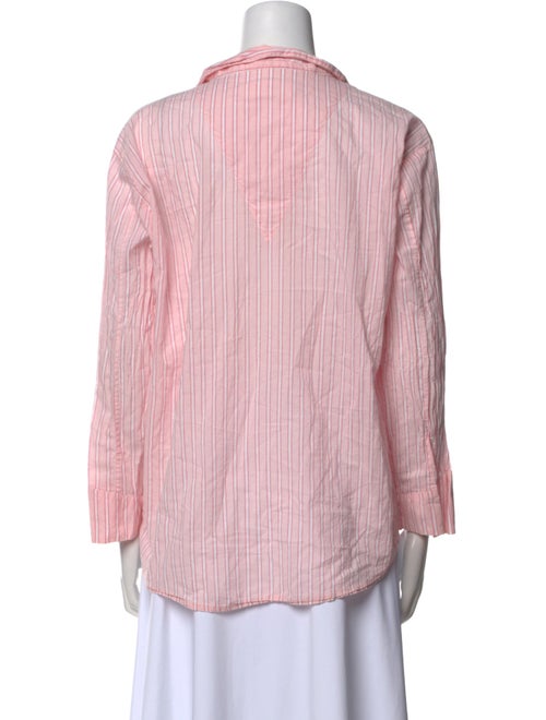 The Great Striped V-Neck Button-Up Top