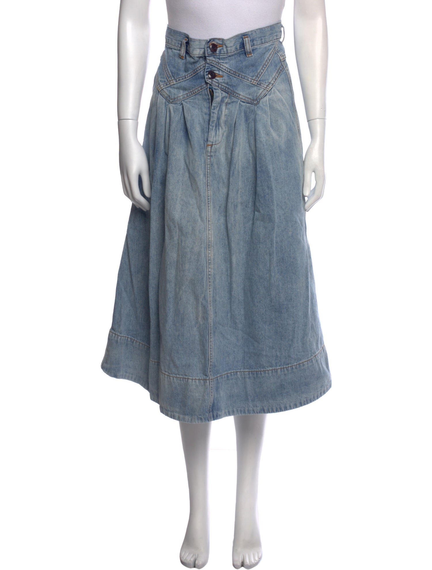 The Great Pleated Accents Midi Length Skirt