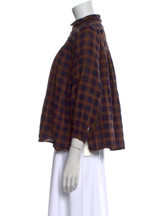 The Great Plaid Print Mock Neck Blouse