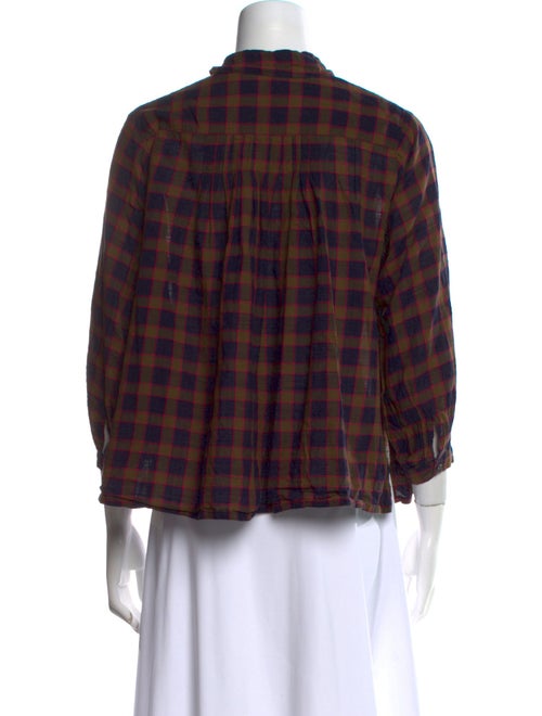 The Great Plaid Print Mock Neck Blouse
