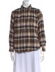 The Great Plaid Print Mock Neck Button-Up Top