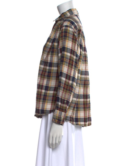 The Great Plaid Print Mock Neck Button-Up Top