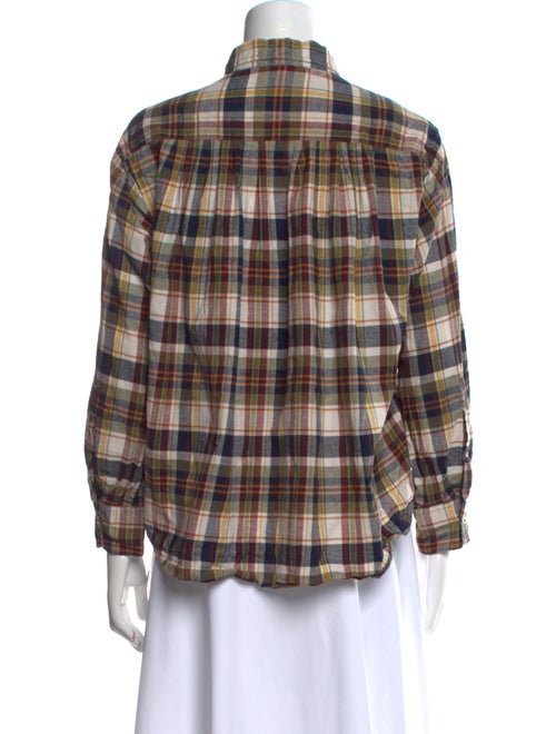 The Great Plaid Print Mock Neck Button-Up Top