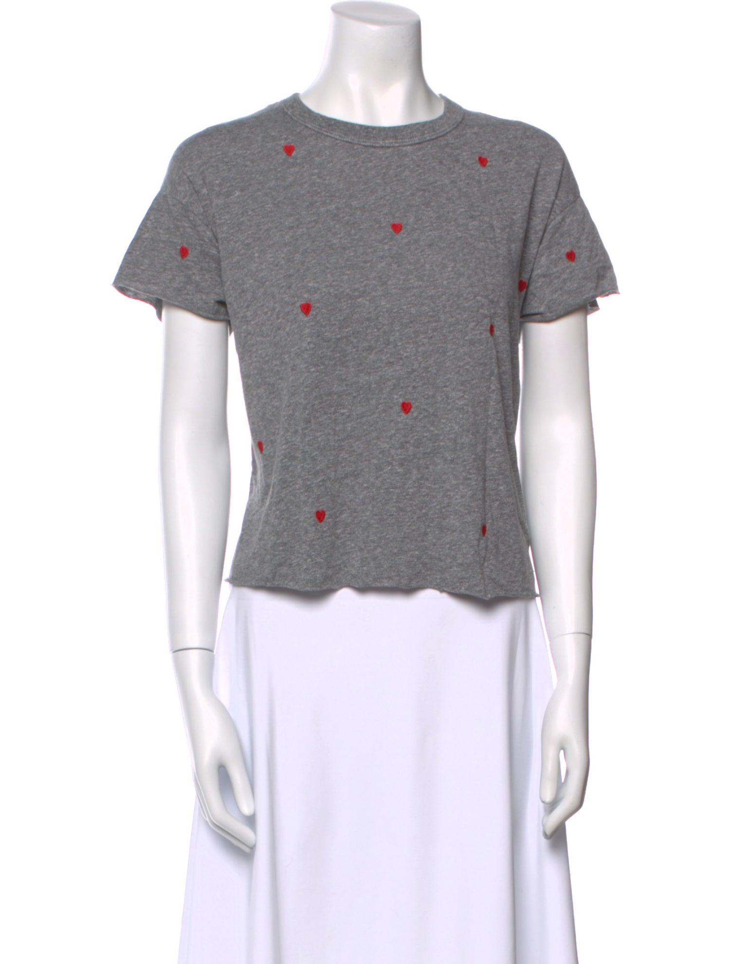 The Great Printed Crew Neck Button-Up Top