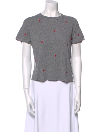 The Great Printed Crew Neck Button-Up Top