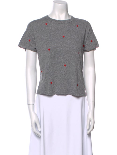 The Great Printed Crew Neck Button-Up Top