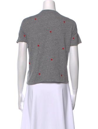 The Great Printed Crew Neck Button-Up Top