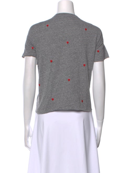 The Great Printed Crew Neck Button-Up Top