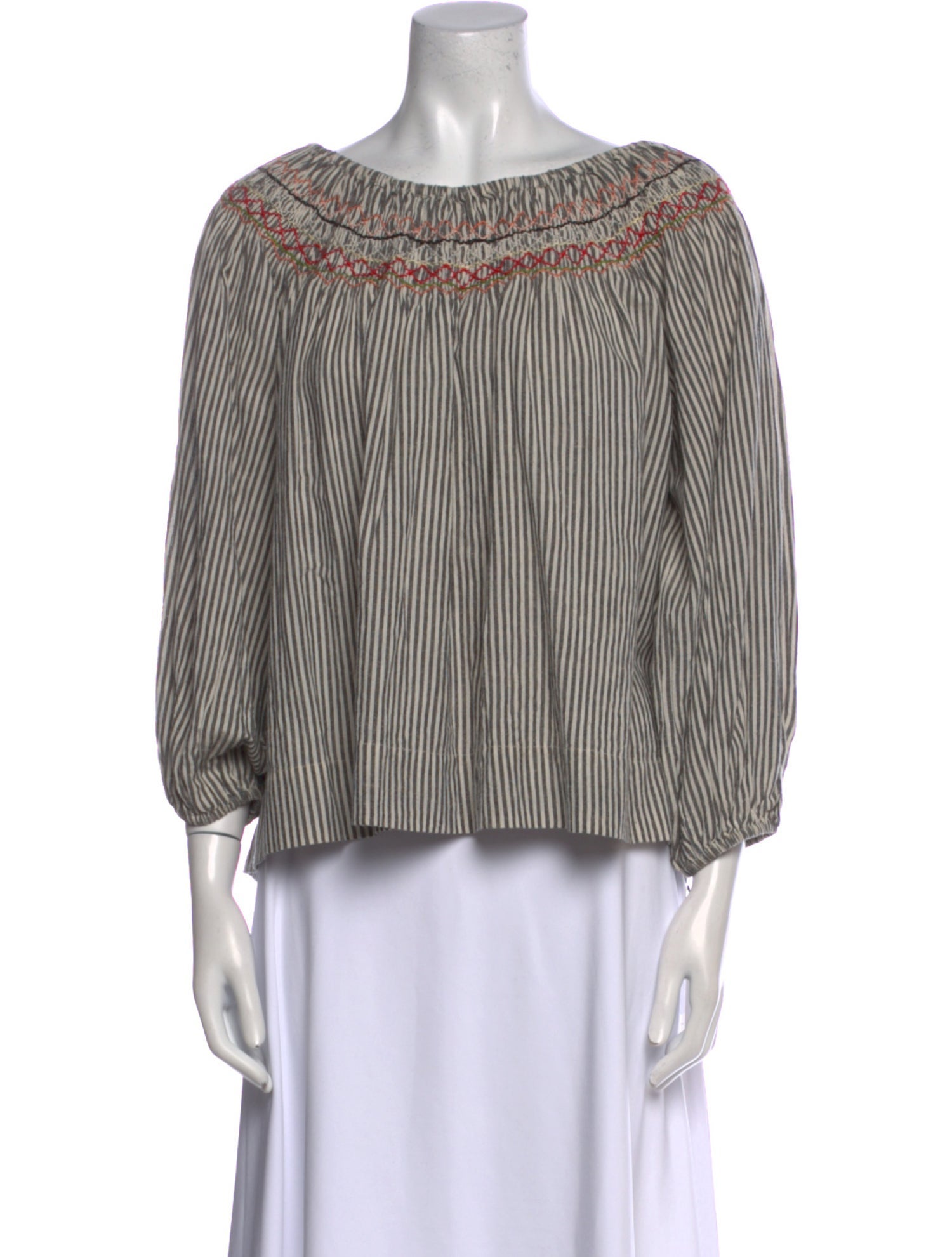 The Great Striped Scoop Neck Blouse