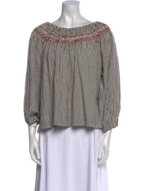 The Great Striped Scoop Neck Blouse