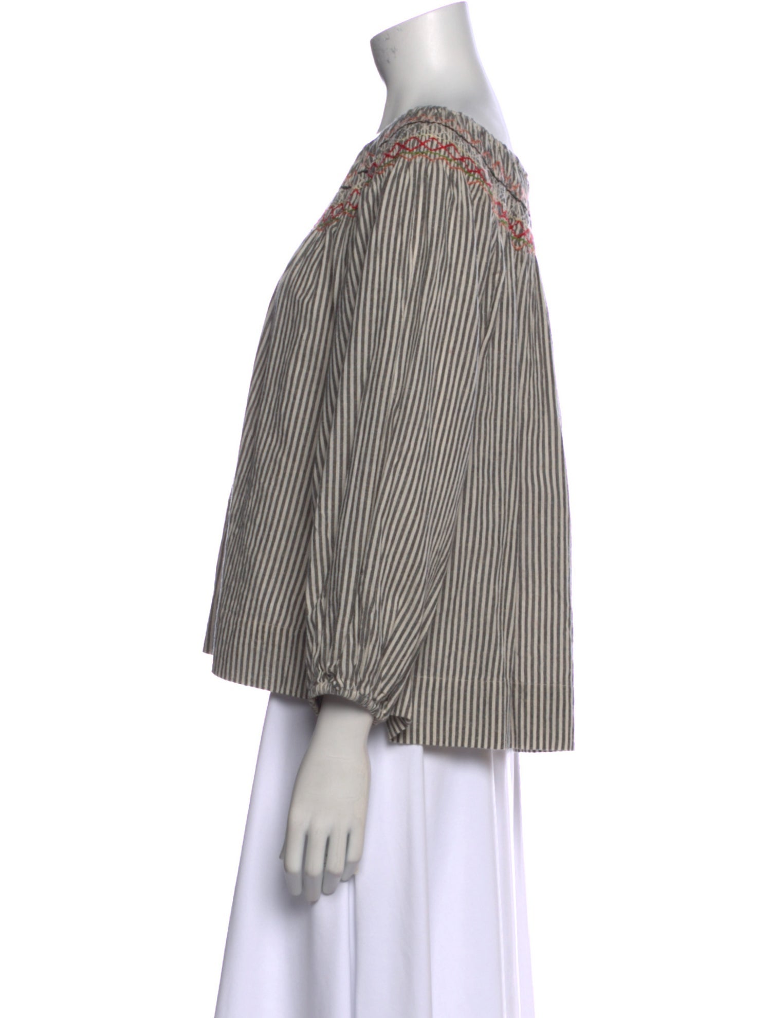 The Great Striped Scoop Neck Blouse