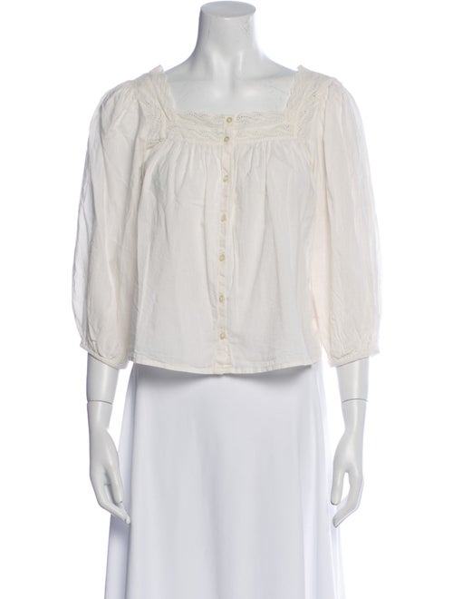 The Great Square Neckline Three-Quarter Sleeve Crop Top